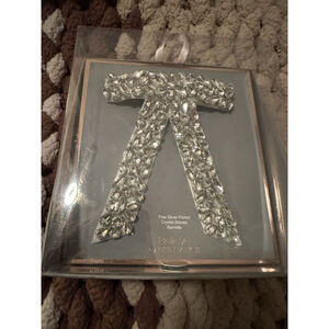 Brilliance Fine Silver Large Rhinestone Hair Bow Clip Formal Prom Wedding White